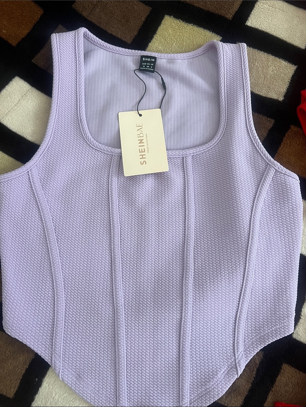 SHEIN Lavender Textured Corset Tank Top